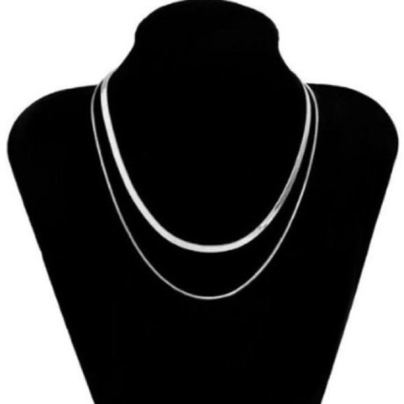 Boho silver plated double layer necklace - Picture 1 of 4